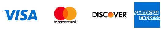 Visa, MasterCard, Discover, and American Express logos